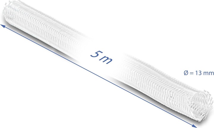 Actual product image Delock Braided hose self-closing 5 m x 13 mm white (Cable conduit, 500 cm)