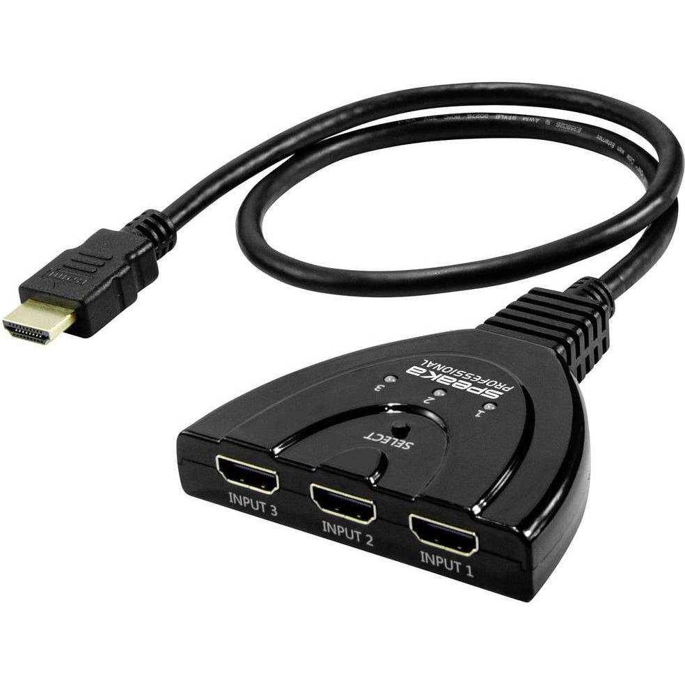 Thumbnail - SpeaKa Professional SP-HDSW-200 3 Port HDMI-Switch Ultra HD-fähig 7680 x 4320 Pi, Switch Box