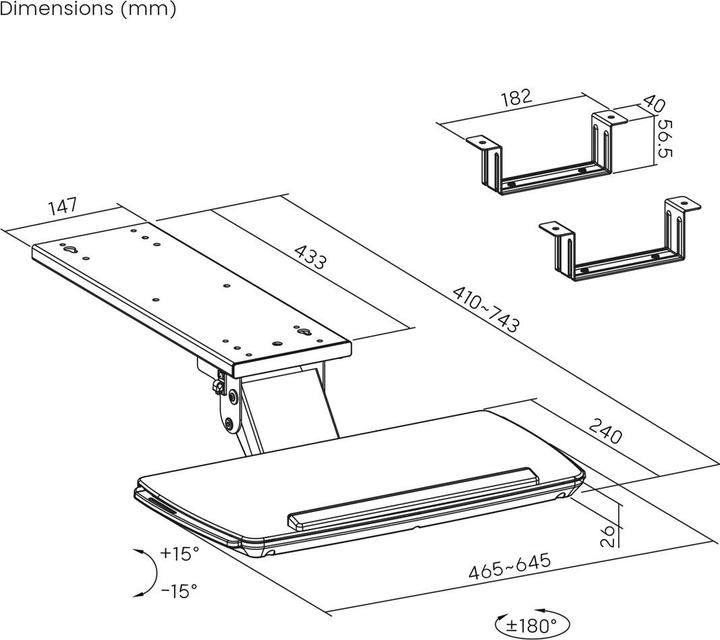 Immagine prodotto Maclean Untertisch-Tastaturhalter verstellbar max. 5kg schwarz MC-156 B