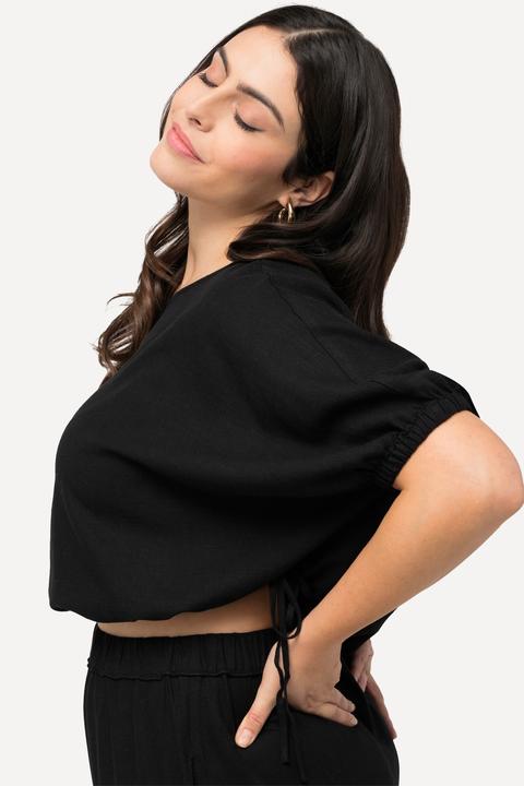 Produktbild Ulla Popken Bluse, Leinenmix, Oversized, U-Boot-Ausschnitt, Halbarm (58)