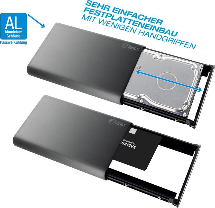 Actual product image Fantec Fantecdb-Alu31 Aluminium Case (3.5")