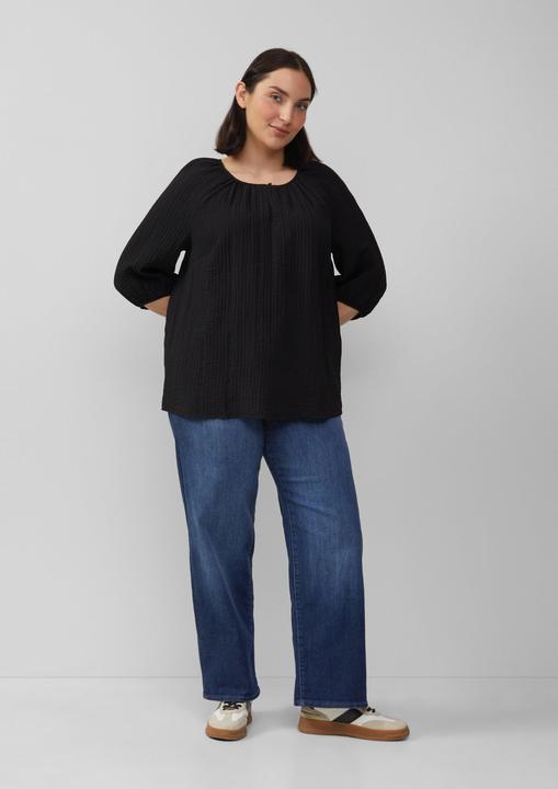 Produktbild S.Oliver Bluse Strukturierte Relaxed-Fit-Bluse mit Raffungen und Raglanärmeln (46)