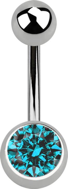 Actual product image Star Piercing Sterile Banane silber mit Kugel und Kugel Kristall aqua (without brass, Titanium)