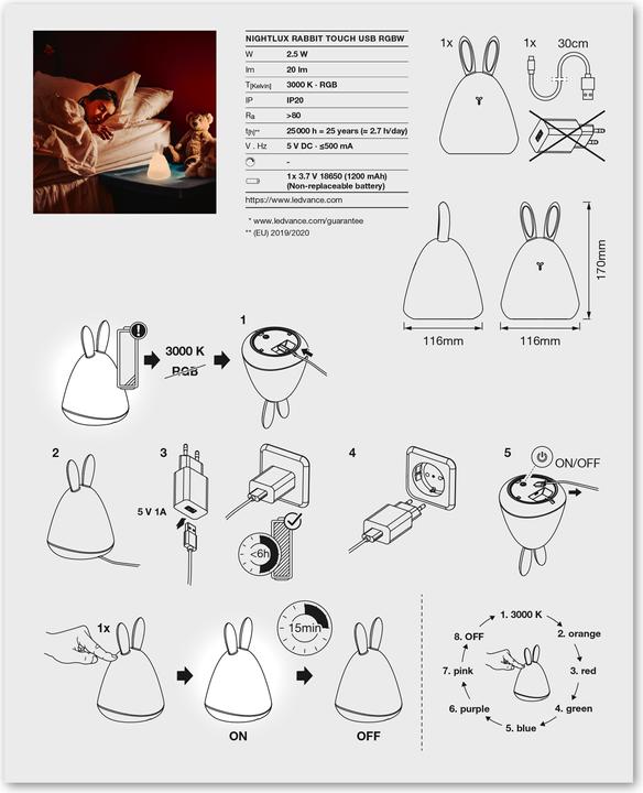 Actual product image Ledvance Nightlux Touch Rabbit