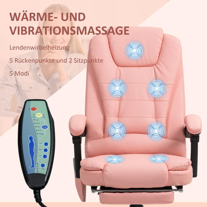 Image du produit Vinsetto Massagestuhl Kunstleder, Schaumstoff Rosa