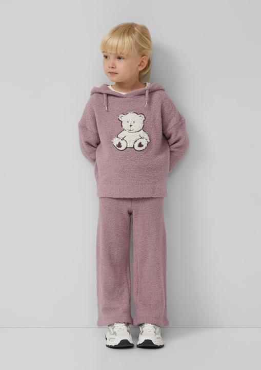 Produktbild s.Oliver Strickpullover Strickpullover aus Teddy-Plüsch mit Kapuze und Front-Applikation (98)