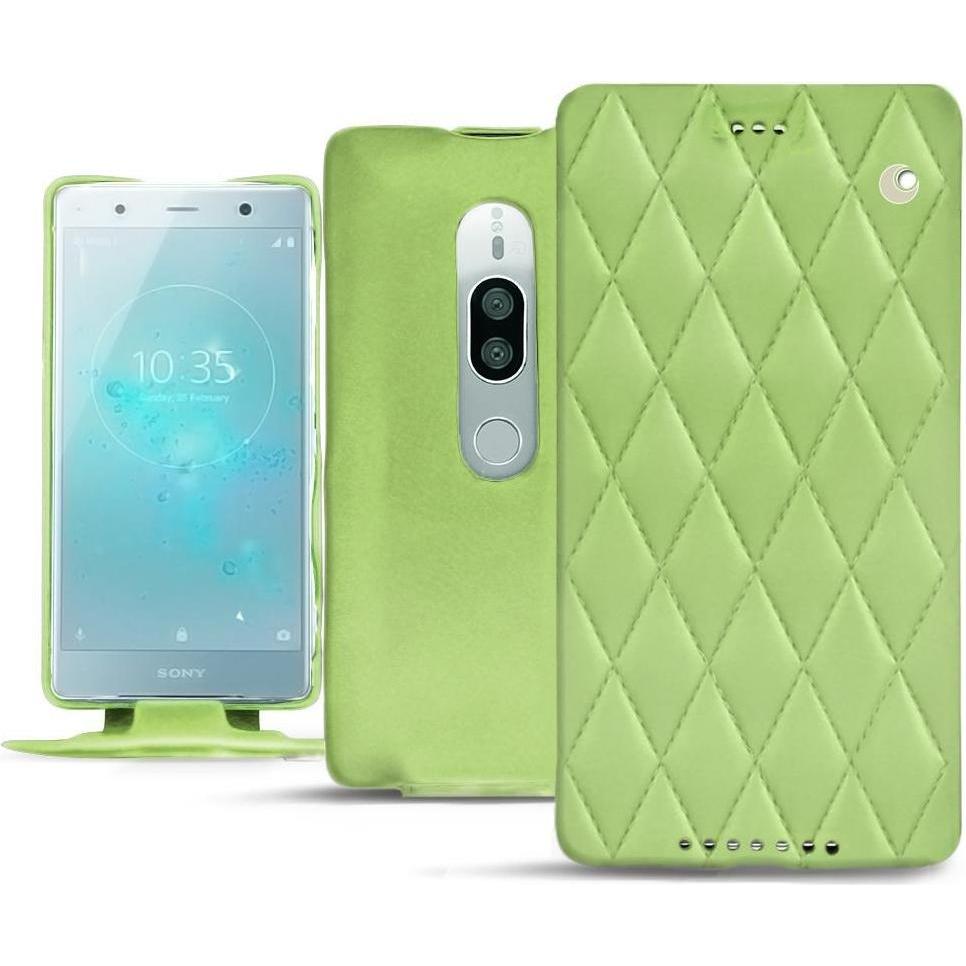 Noreve Lederschutzhülle vertikal (Sony Xperia XZ2 Premium), Smartphone Hülle, Grün