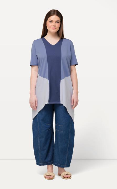 Immagine prodotto Ulla Popken T-shirt di cotone biologico con orlo a punte, scollatura a V e mezze maniche (46, 48)