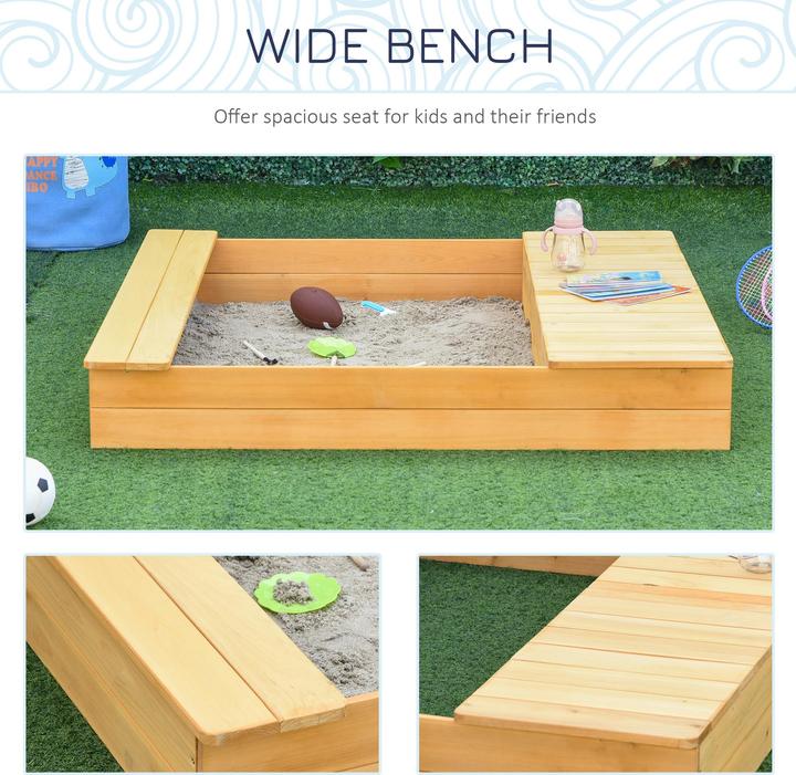 Image du produit Outsunny Bac à sable avec banc et casiers de rangement