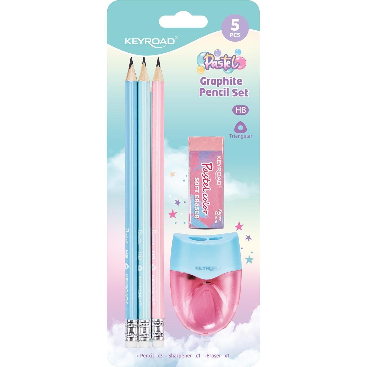 Keyroad, Schreibstifte, Schulset, Pastell, 5-teilig, Blister, Farben mischen (Mehrfarbig)