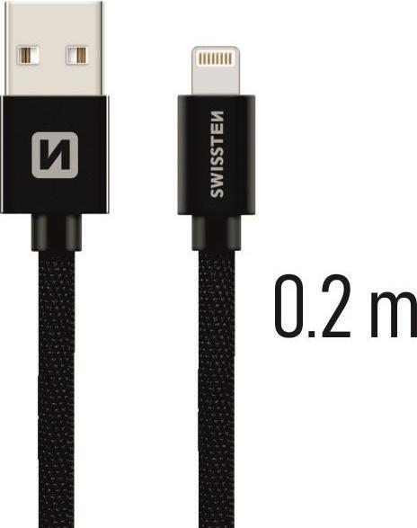Produktbild Swissten Datenkabel Textil USB / Lightning 0.2 M (0.20 m)