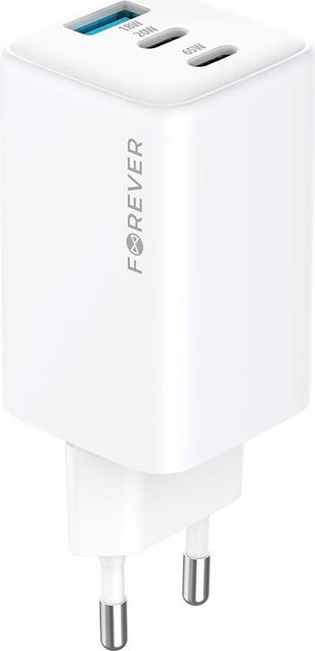 Actual product image Forever TC-08-65ACC GaN PD QC charger 2x USB-C 1x USB 65W white (65 W, 3 ports)