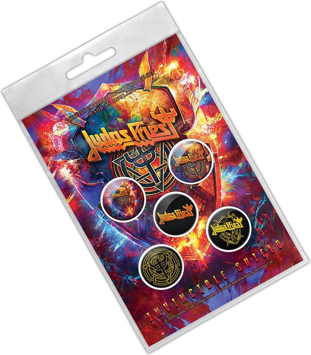 Produktbild Judas Priest Abzeichen Invincible Shield 5erPack Kunststoff Metall Knopf
