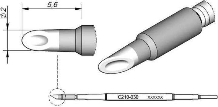Produktbild JBC Lötspitze Serie C210, Sonderform, C210030/Ø 2,0 mm, Hohlkehle