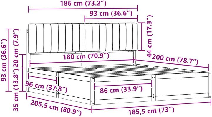 Image du produit vidaXL Holzbett (180 x 200 cm)