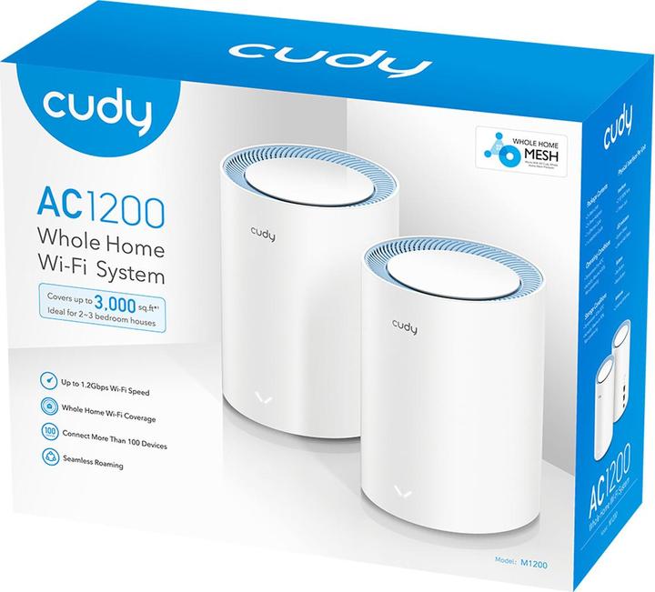 Produktbild Cudy M1200 2-PACK mesh wi-fi system Dual-band ( / ) Wi-Fi 5 (802.11ac) White 1 Internal