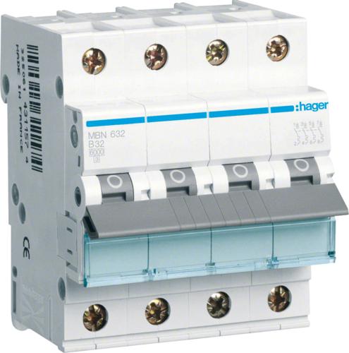 Produktbild Hager HAG MBN632 LS-Schalter 3P+N 6kA B-32A 4M