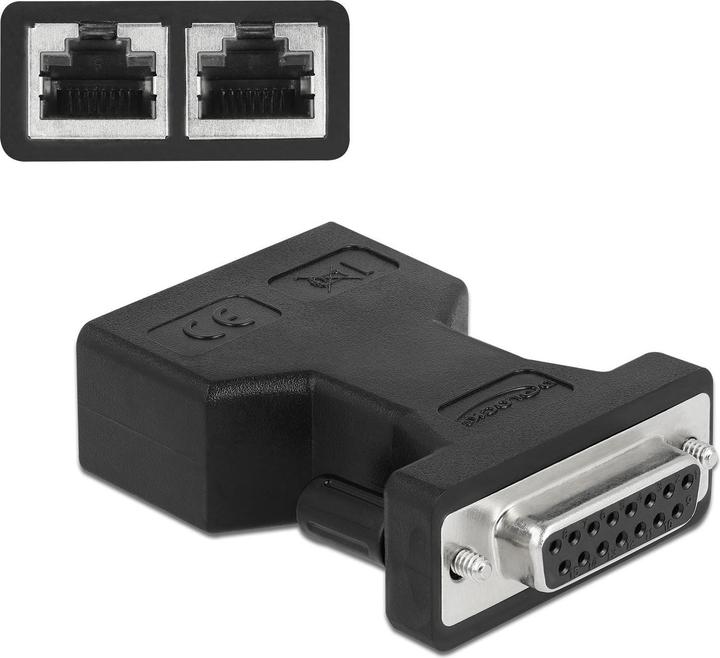 Actual product image Delock Adapter D-Sub 15 Pin female Gameport D-Sub 15 Pin - 2x RJ-45 (RJ45, 5.46 cm)