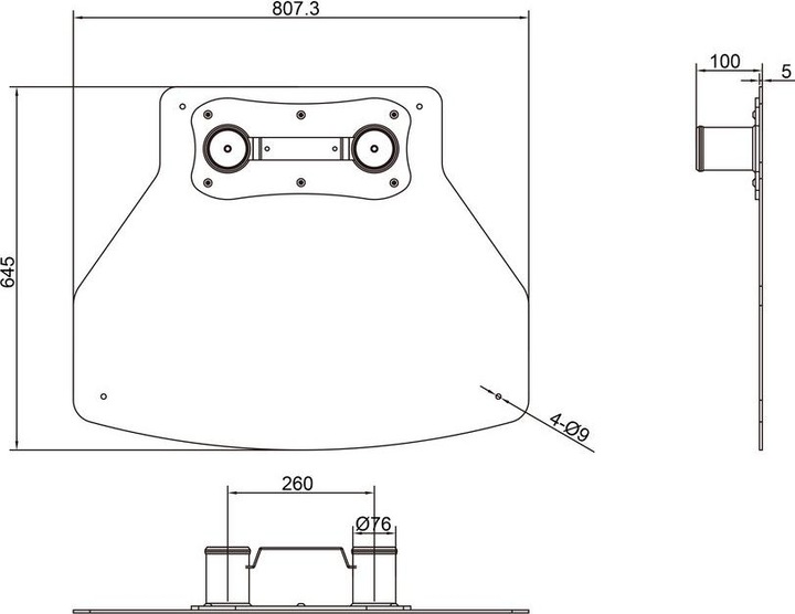 Actual product image Multibrackets Base plate fixed to floor stand, black, metal