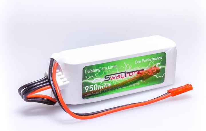 Actual product image Swaytronic LiPo battery 3S 35C/70C JST (11.10 V, 950 mAh)