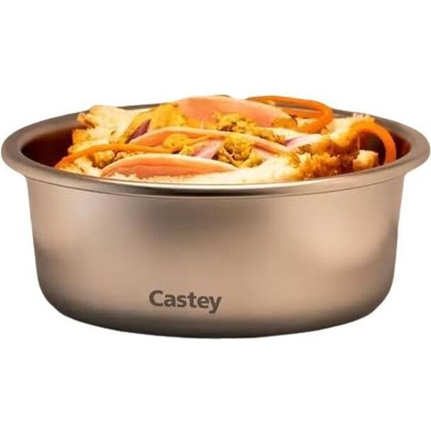 Castey Rundes Behälter aus Edelstahl 650, Portapranzo, Argento