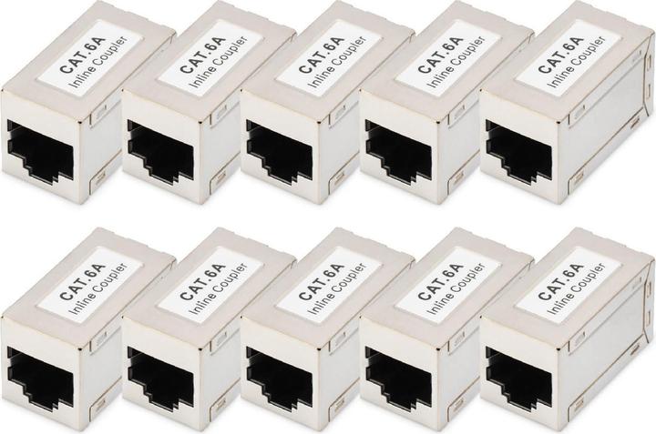 Digitus Modular CAT6A coupling, fully shielded RJ45 to RJ45, 10 pcs. (Network coupling)