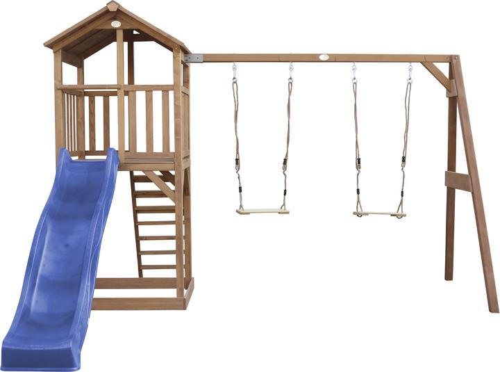 Image du produit Axi Beach Tower Tour de jeux avec double balançoire Marron - Toboggan bleu