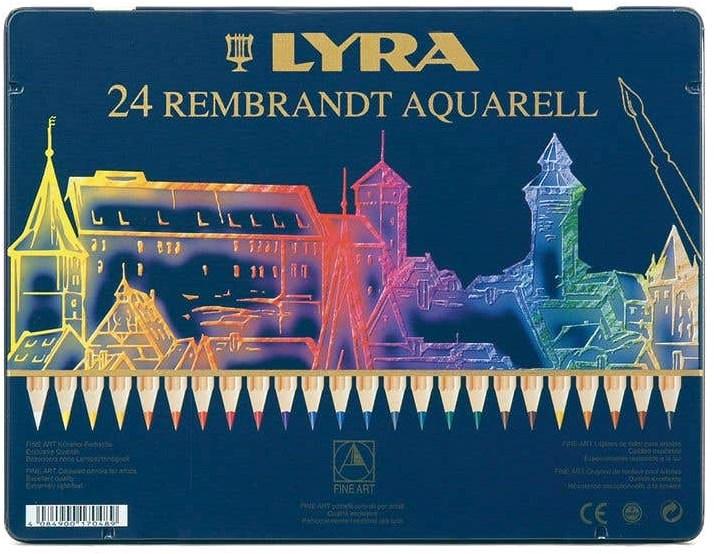 Produktbild Lyra Metal box with 24 REMBRANDT AQUARELL Colouring Pencils asst'd (24x)