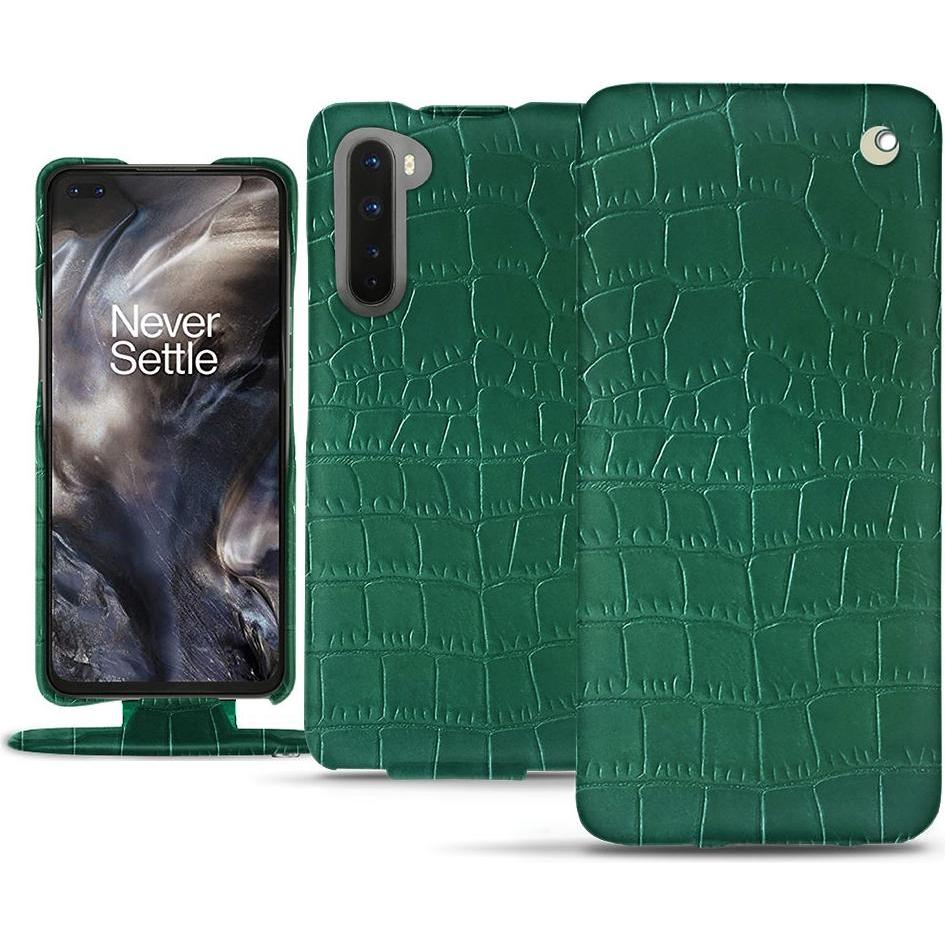 Noreve Lederschutzhülle vertikal (OnePlus Nord), Smartphone Hülle, Grün