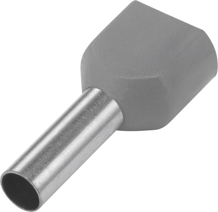 Tru Components 1091315 Zwillings-Aderendhülse 1 x 4 mm² x 12 mm Teilisoliert Grau 100 St.