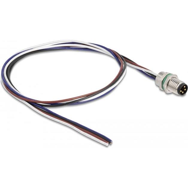 Delock M8 4 Pin Stecker für Panel mit offenen Kabeln A-kodiert 0,5 m (Netzwerkkabel), Netzwerk Zubehör