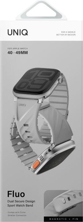 Productafbeelding Uniq Strap Fluo for Apple Watch 49/46/45/44/42/41/40mm Magnetic grey (Silicium)
