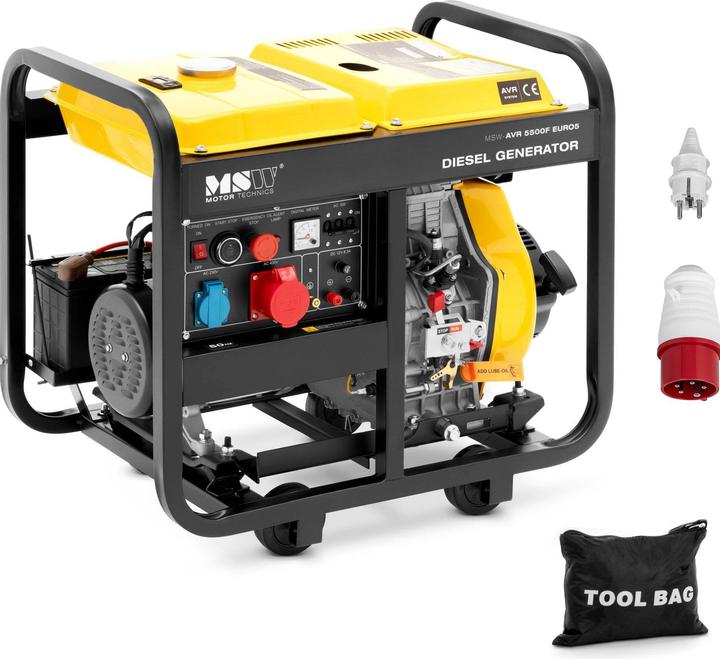 Produktbild MSW Notstromaggregat Diesel Stromerzeuger 1830/5500 W 12,5 L 240/400 V AVR Euro 5 (6250 W, 12.50 l)