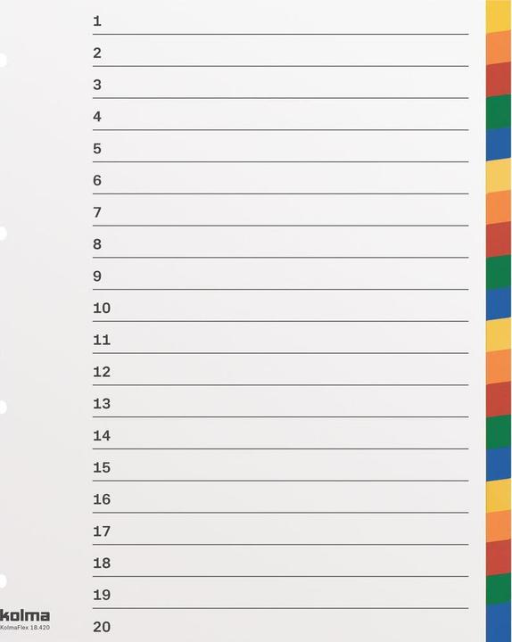 Image du produit Kolma Intercalaire A4 XL strong blanc 20 pièces couleur