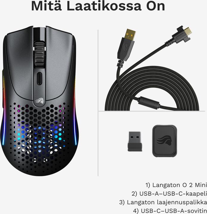 Actual product image Glorious Model O 2 Mini Wireless - Matte Black (Cable, Wireless)