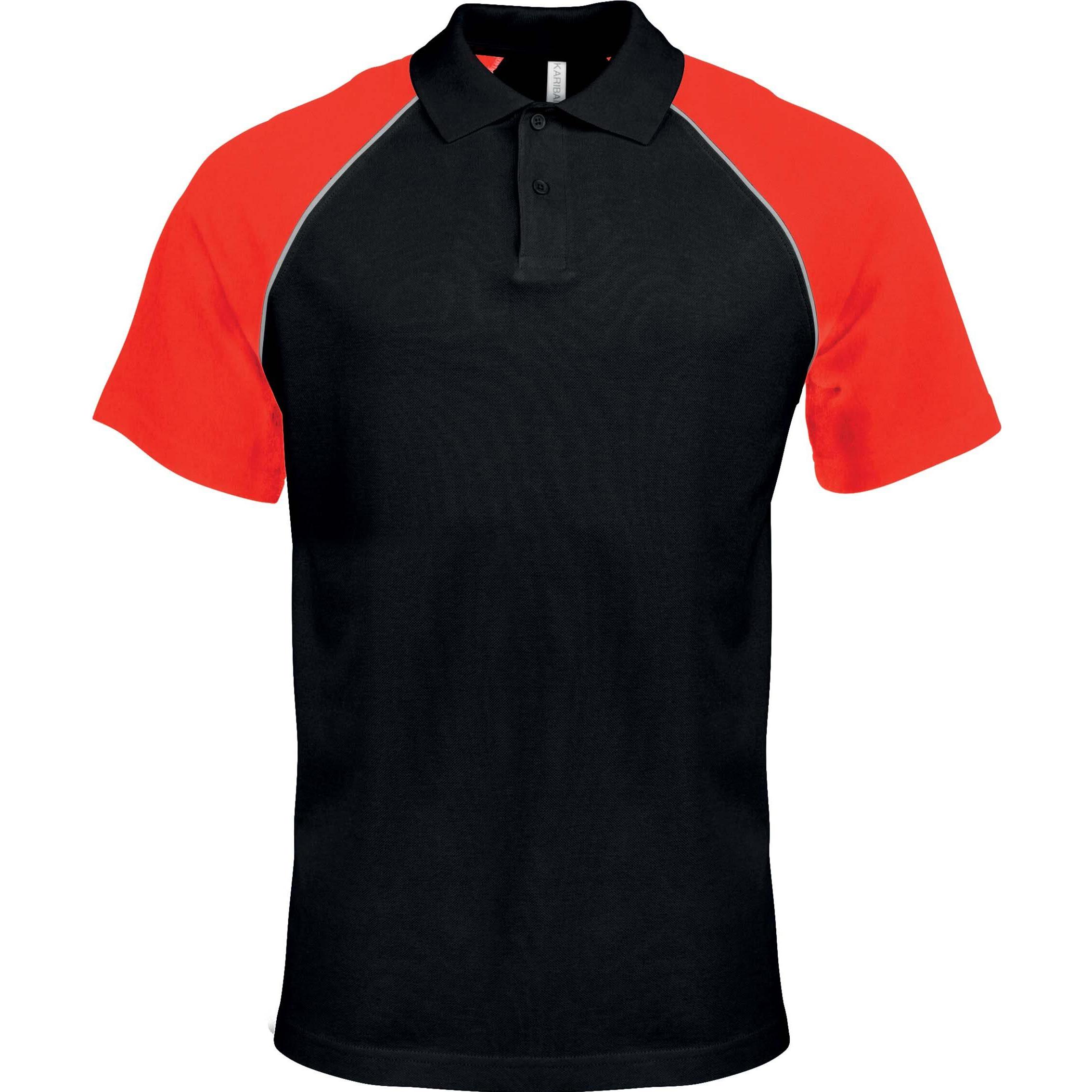 Kariban, Herren, Shirt, Baseball, Schwarz, Rot, (M)