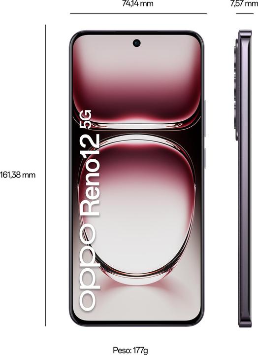 Produktbild OPPO Reno12 5G (256 GB, Black Brown, 6.70", Dual SIM, 5G)