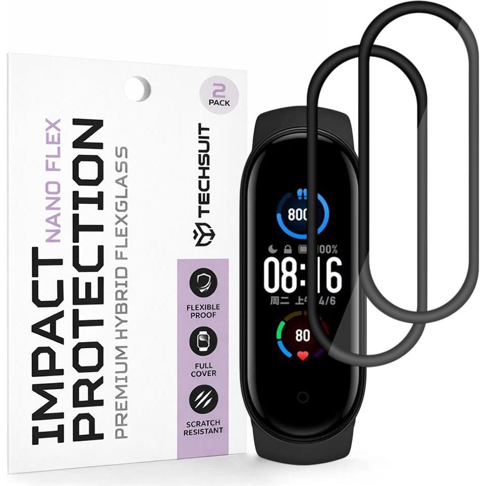 Techsuit - Nano Flex (2 pack) - Xiaomi Mi Band 5 - Black, Accessori per smartwatch, Nero