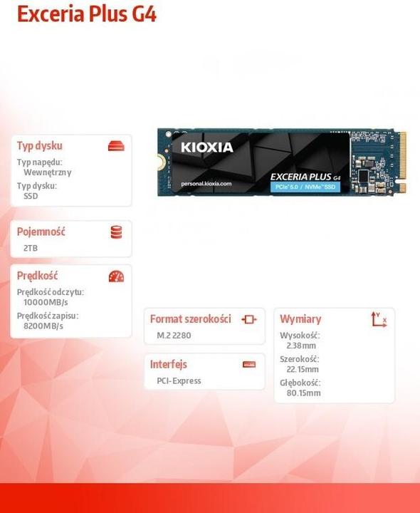 Immagine prodotto Kioxia Exceria Plus G4 (2000 GB, M.2 2280)