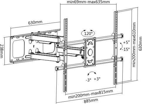 Image du produit STAFFA TV/MONITOR 60"-100" VESA 800*600 75KG MAX (Mur, 75 kg, 60" - 100")