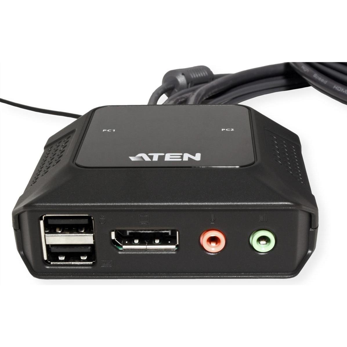 Thumbnail - Aten CS52DP 2-Port USB-C-DisplayPort-Kabel KVM Switch, KVM-Switch Kabel
