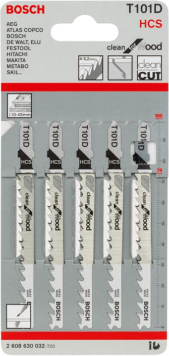 Produktbild Bosch Professional Zubehör Stichsägeblatt T 101 D Clean for Wood, 100er-Pack
