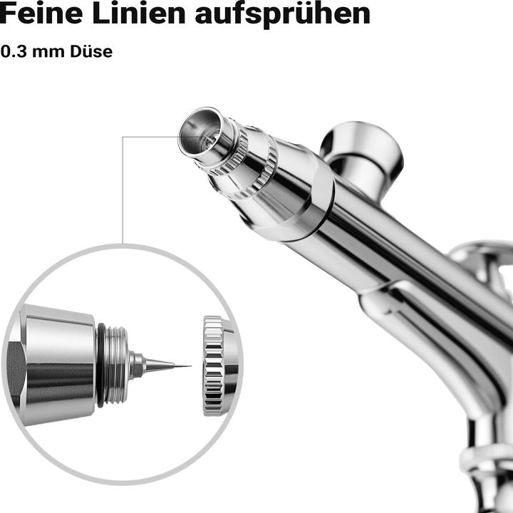 Produktbild Wiltec Airbrush Pistole HS-30-1 Air Brush Designs 0,3mm Düse Flüssigkeitsbecher