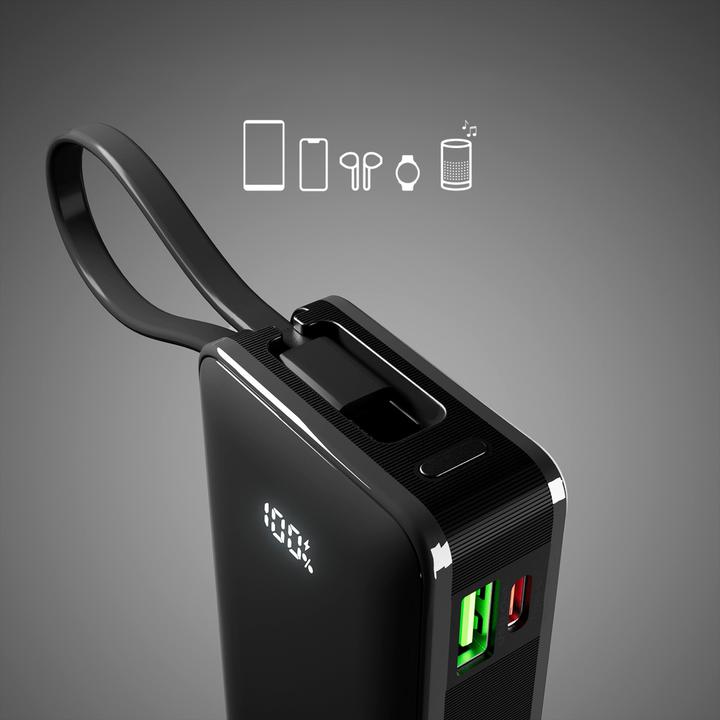 Immagine prodotto SBS Banca di energia da 10.000 mAh con cavo USB-C integrato (10000 mAh, 20 W, 37 Wh)