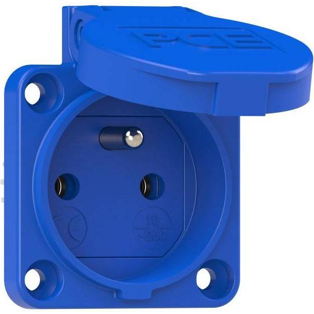 PCE, Steckdose, Schutzkontaktsteckdose nach belg./franz. System 16A 3p 250V IP54 P-Nova (blau, rückwärtiger Anschlus