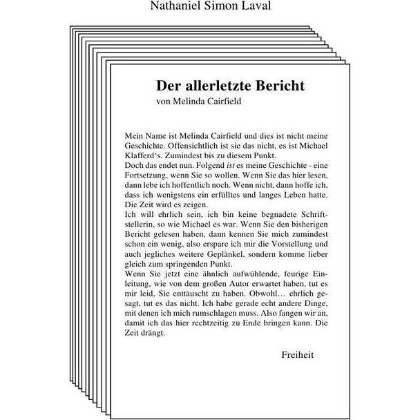 Der allerletzte Bericht, Belletristik von Nathaniel Simon Laval