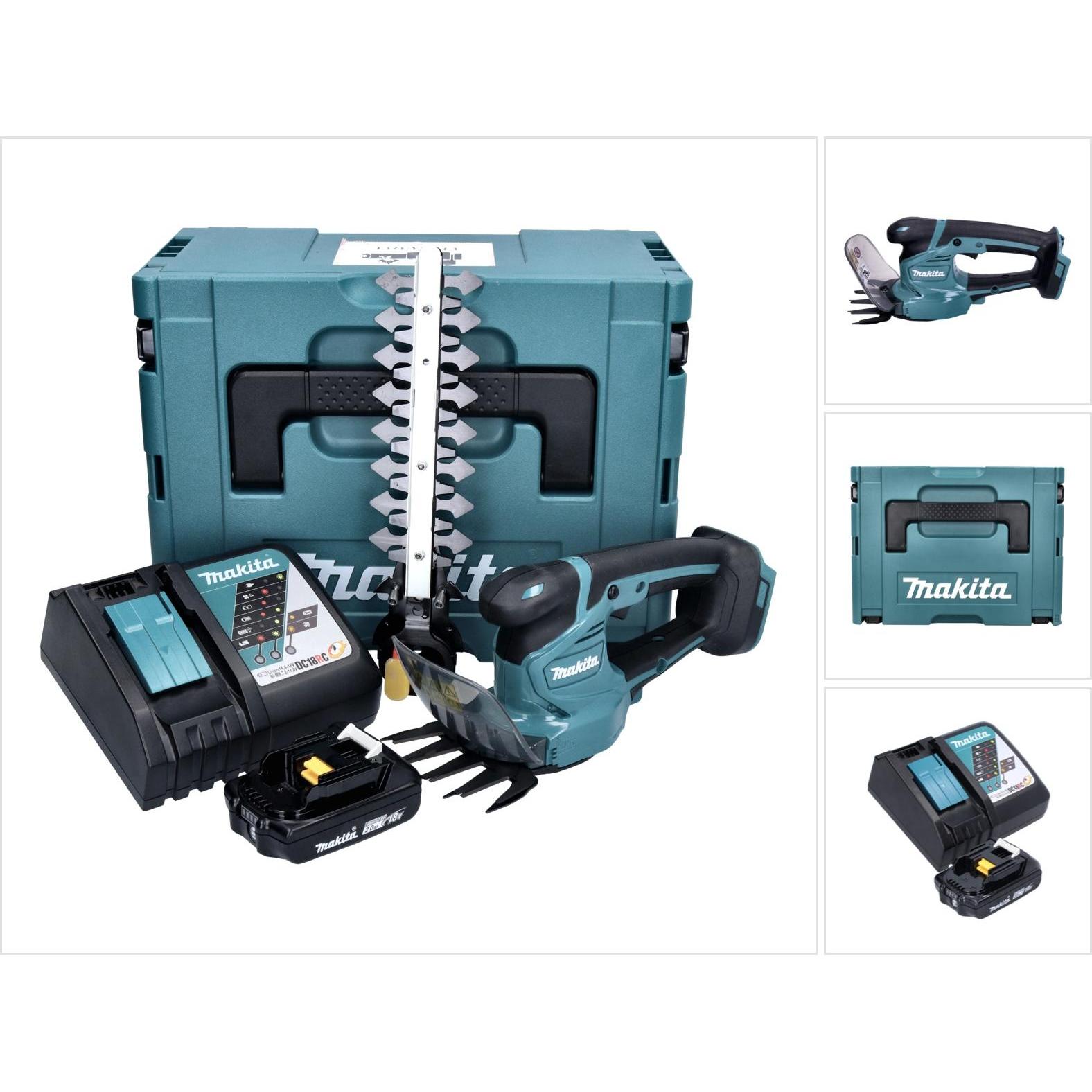 Makita, Gartenschere, DUM 111 RA1XJ Akku Grasschere Strauchschere 18 V + 1x Akku 2,0 Ah + Ladegerät + Makpac