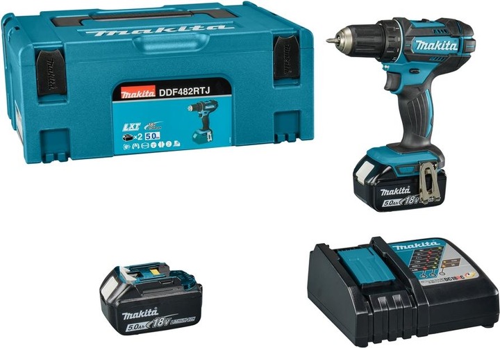 Productafbeelding Makita DDF482RTJ 18V met twee accu's (Oplaadbare batterij)