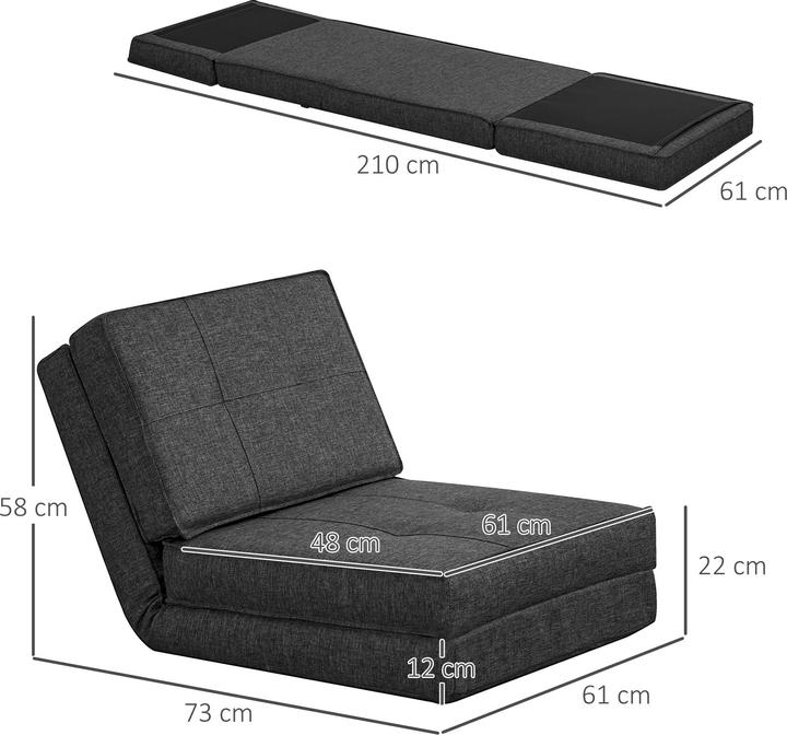 Immagine prodotto Homcom Bodensofa Polyester, Schaumstoff Dunkelgrau