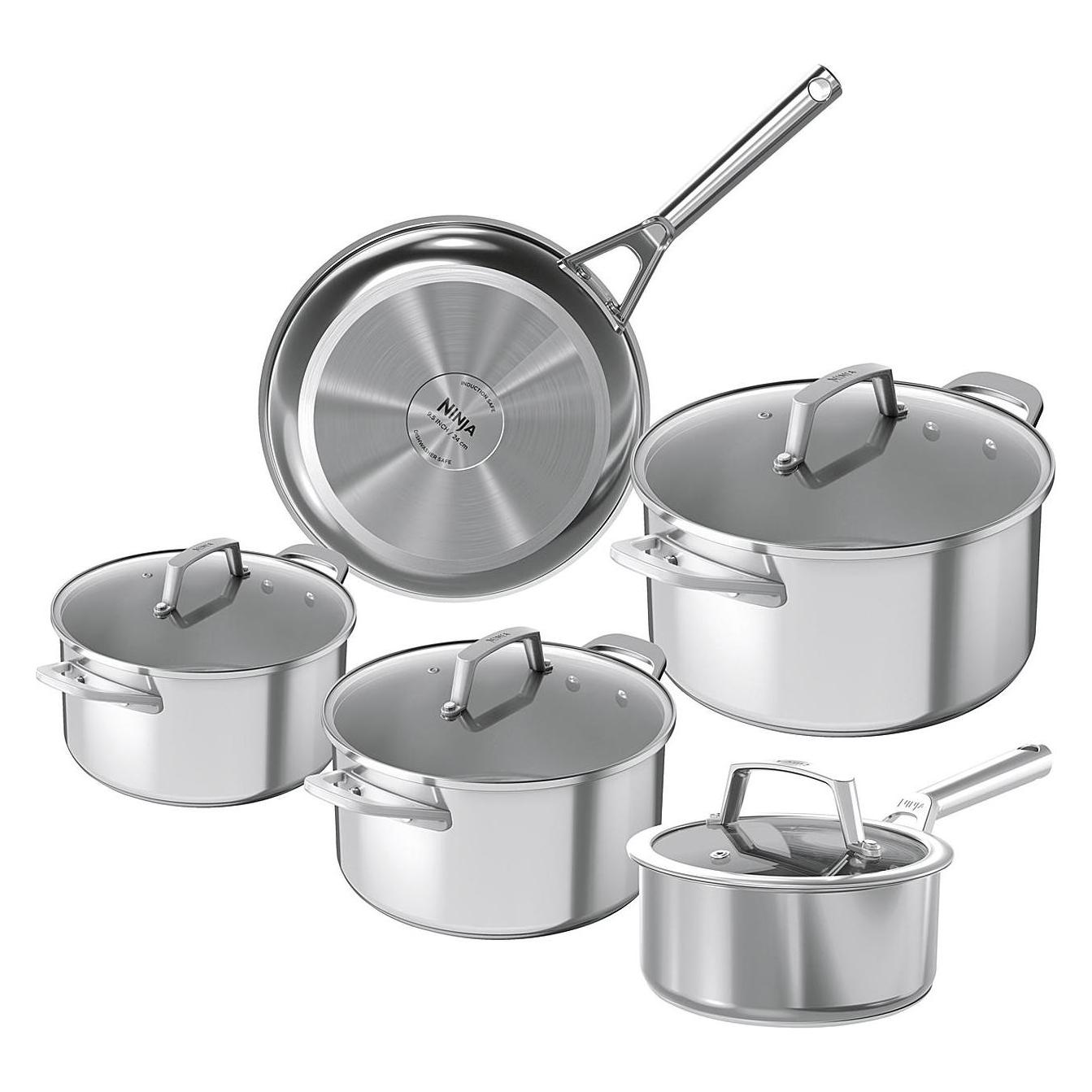 Ninja Set Di Pentole E Padelle Nia 5T.Z.Es, Padella + Pentola, Argento